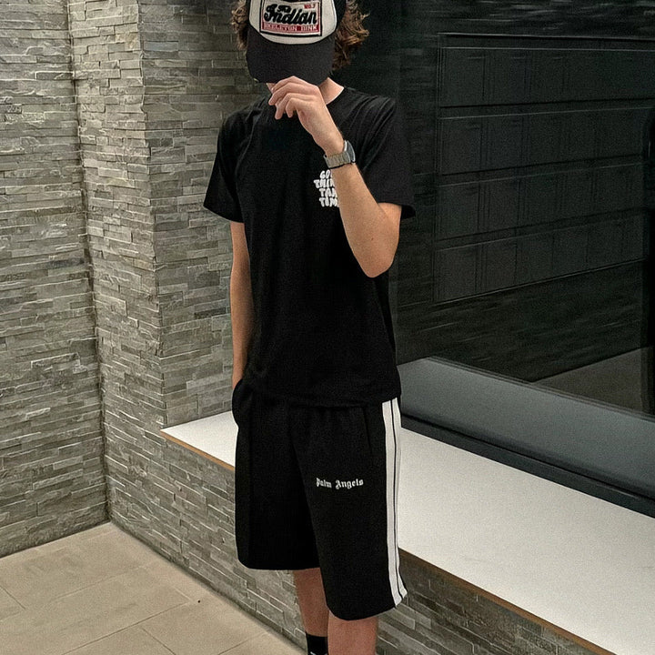 Palm Black Logo Shorts